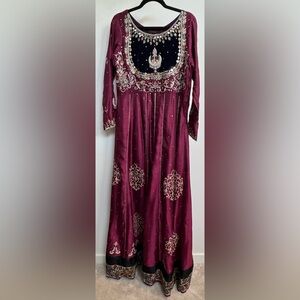 Pakistani Designer Semiformal Maxi Anarkali  Dress with Dupatta. Size Medium.